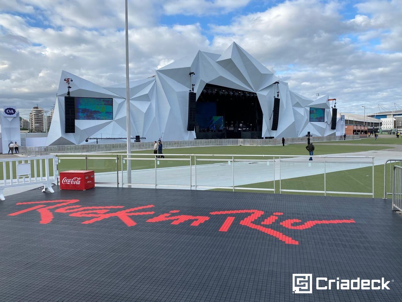 Pisos plásticos Criadeck no Rock in Rio 2022.